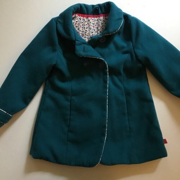 Little Bird teal pea coat with floral details - Picture 5 of 9
